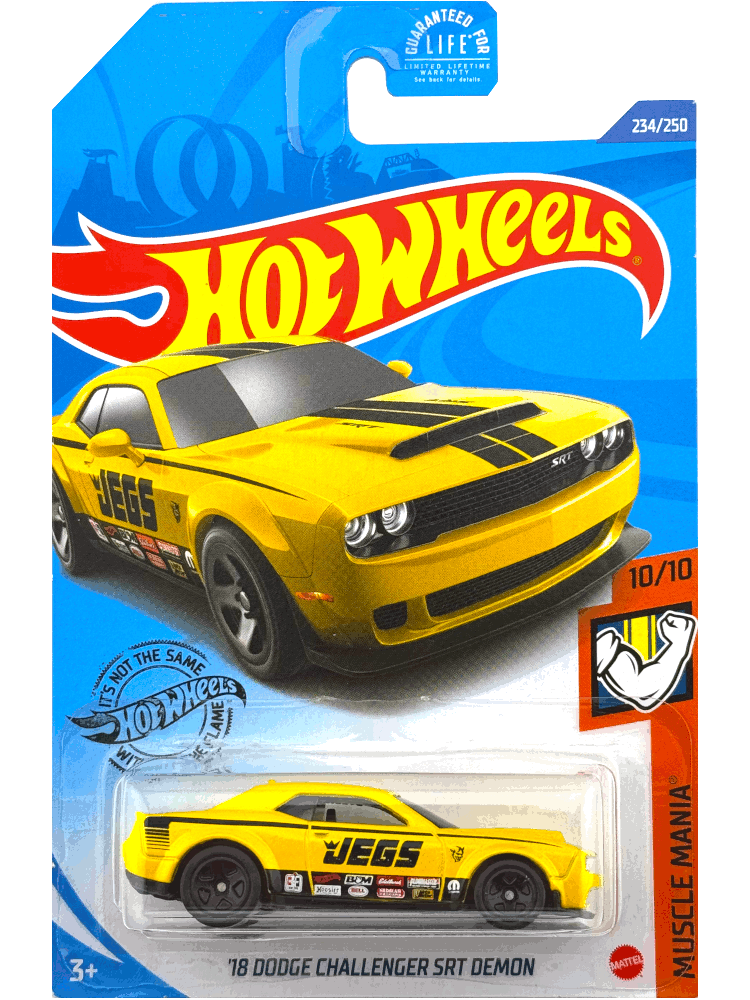 2020 Hot Wheels Mainline #234 - 2018 Dodge Challenger SRT Demon (Jeg's Yellow) GHD04