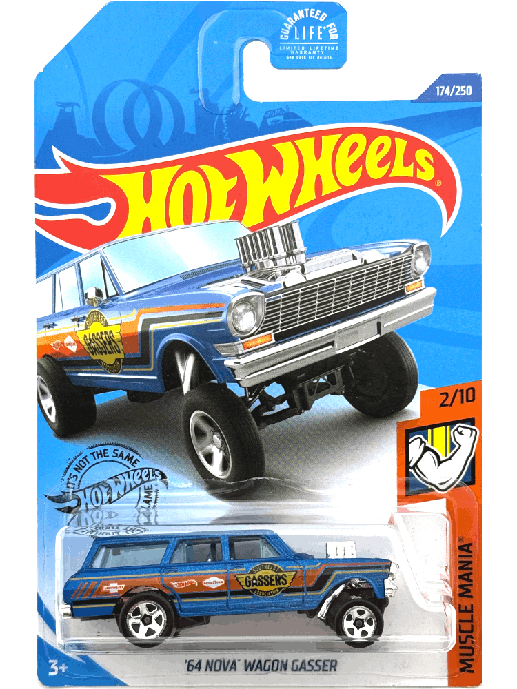 2020 Hot Wheels Mainline #174 - '64 Chevy Nova Wagon Gasser (WG Blue) GHG63