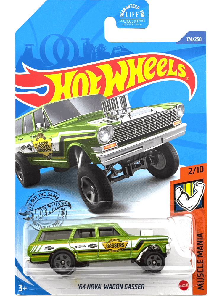 2020 Hot Wheels Mainline #174 - '64 Chevy Nova Wagon Gasser (Green) GHF17