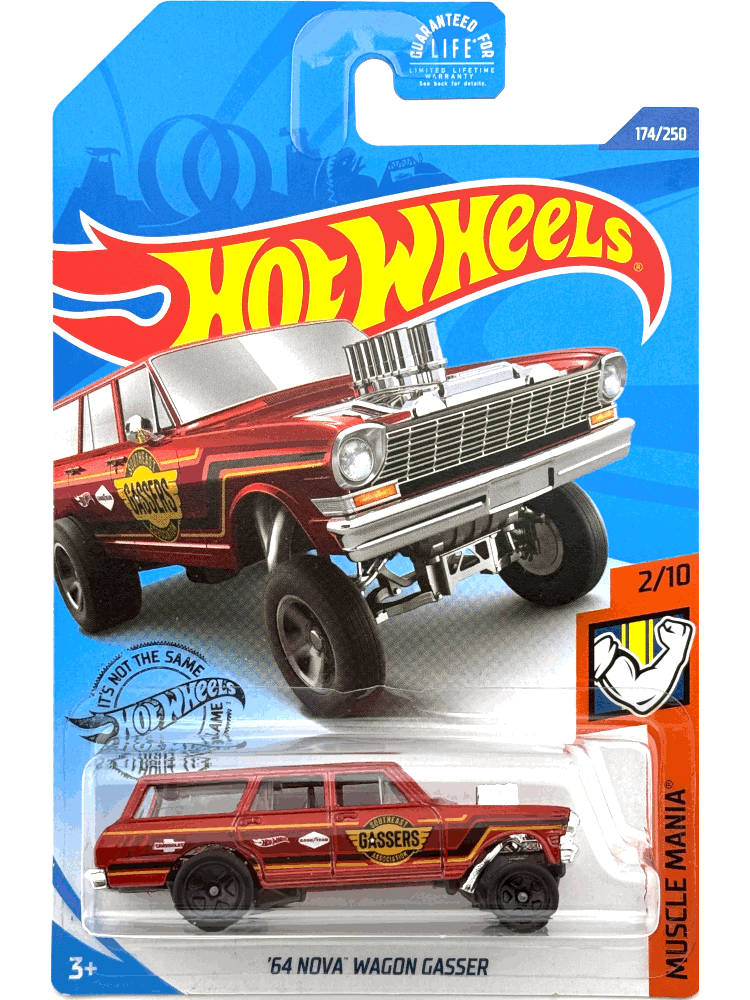 2020 Hot Wheels Mainline #174 - '64 Chevy Nova Wagon Gasser (Red) GHD05