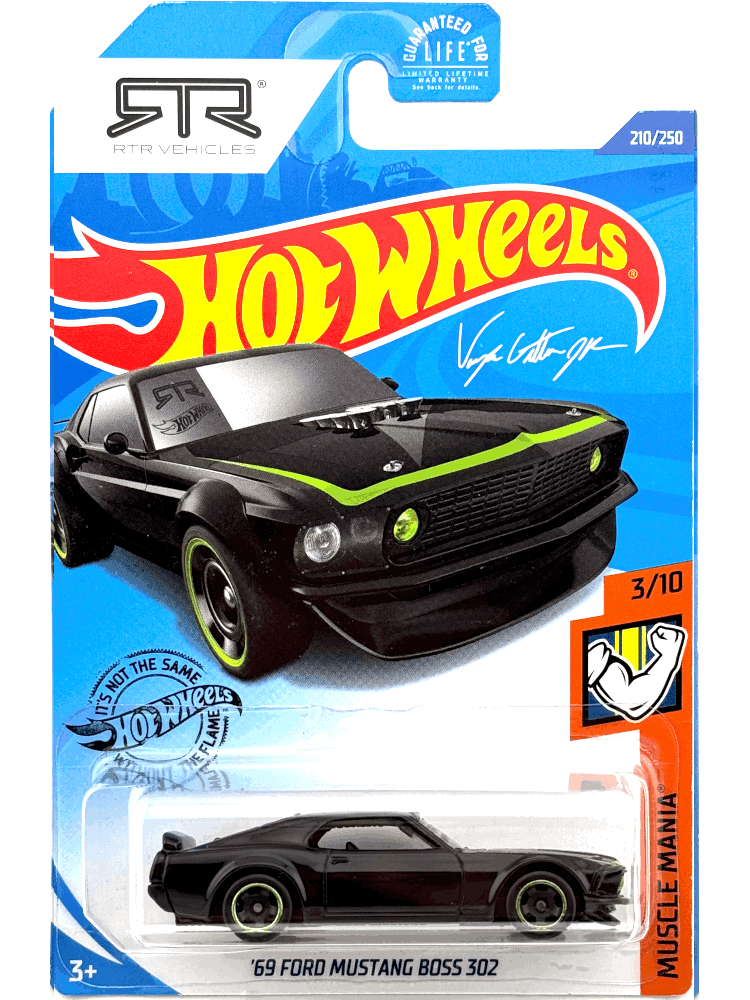 2020 Hot Wheels Mainline #210 - '69 Ford Mustang Boss 302 (RTR Black) GHD06
