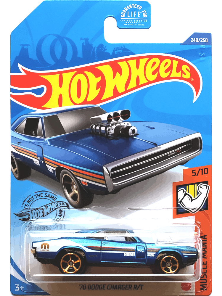 2020 Hot Wheels Mainline #249 - 1970 Dodge Charger R/T (Blue) GHD07