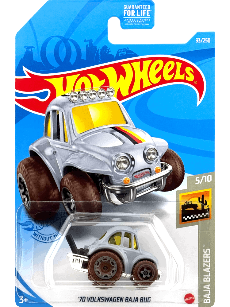 2021 Hot Wheels Mainline #033 - 1970 Volkswagen Baja Bug VW Beetle (Grey) GTC17