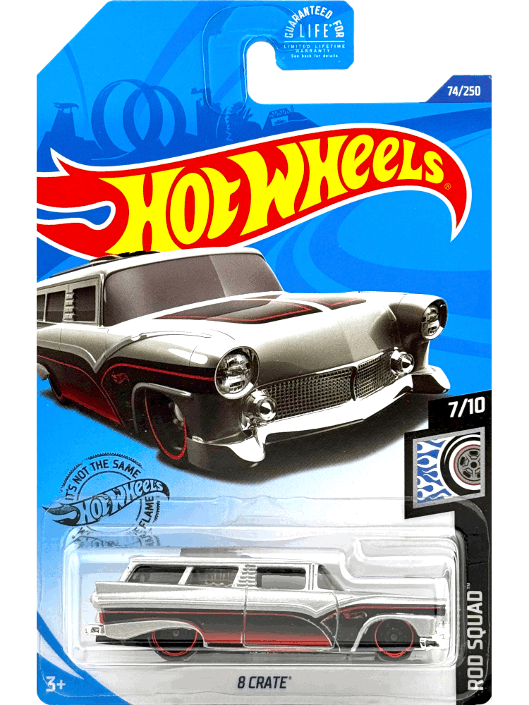 2020 Hot Wheels Mainline #074 - 8 Crate '55 Ford Ranch Wagon (Silver) GHD29