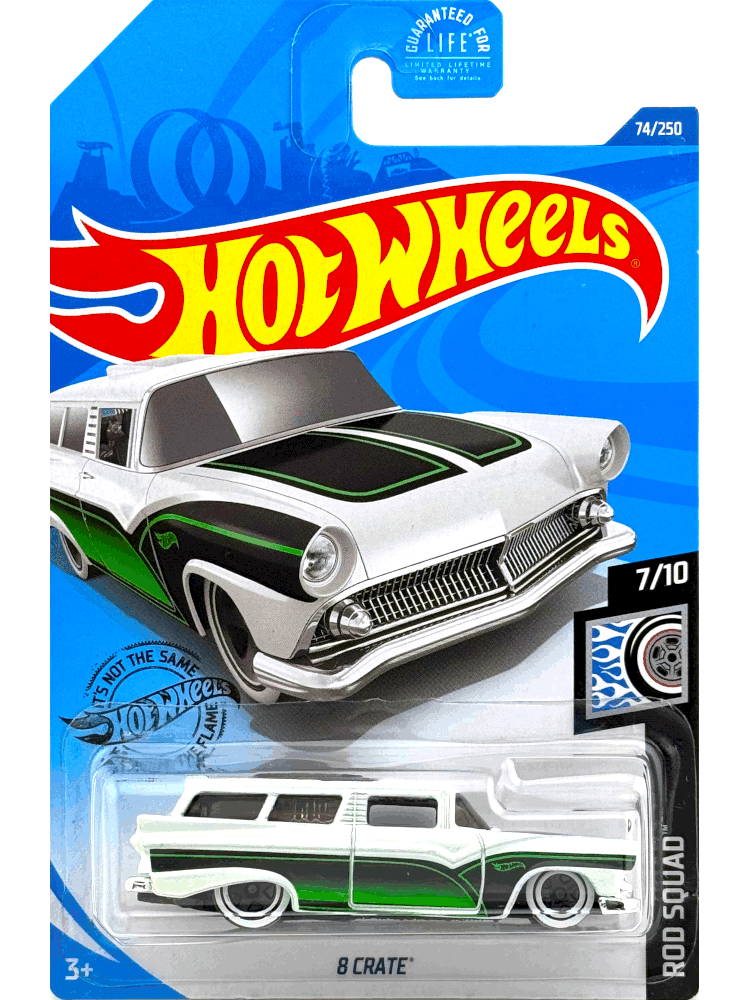 2020 Hot Wheels Mainline #074 - 8 Crate '55 Ford Ranch Wagon (White) GHF74