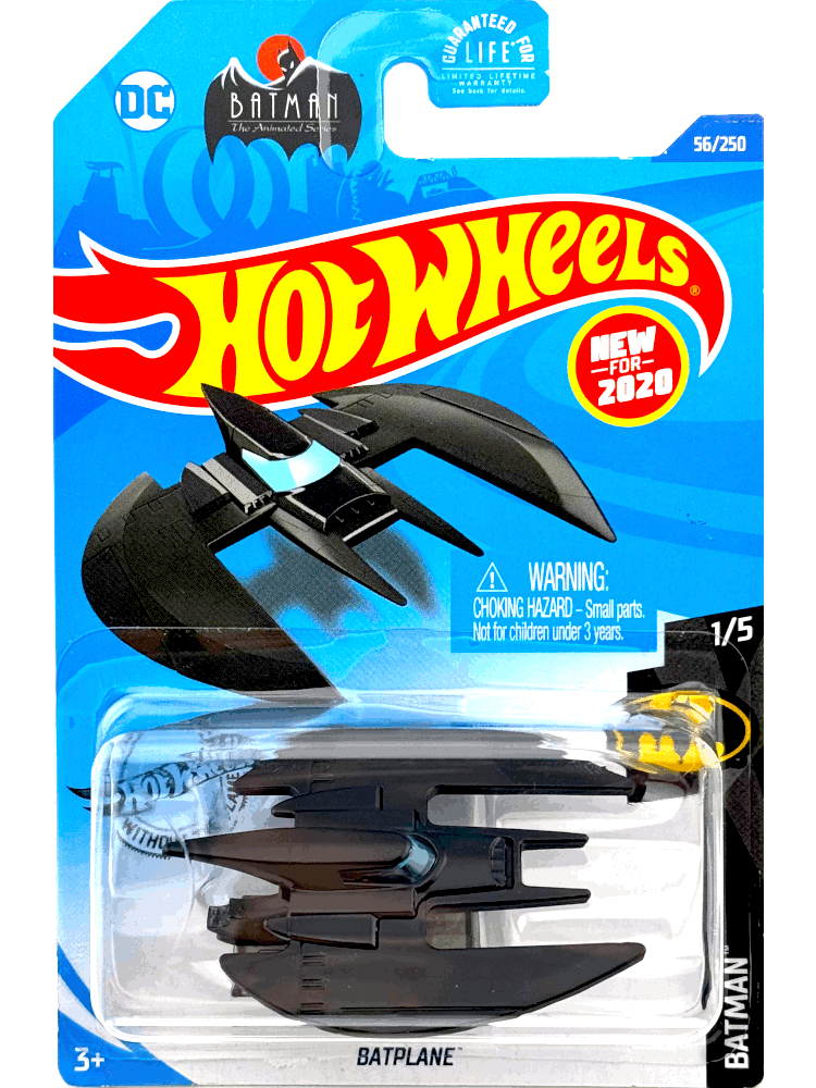 2020 Hot Wheels Mainline #056 - Batman Animated Series Batplane (Black) GHB43