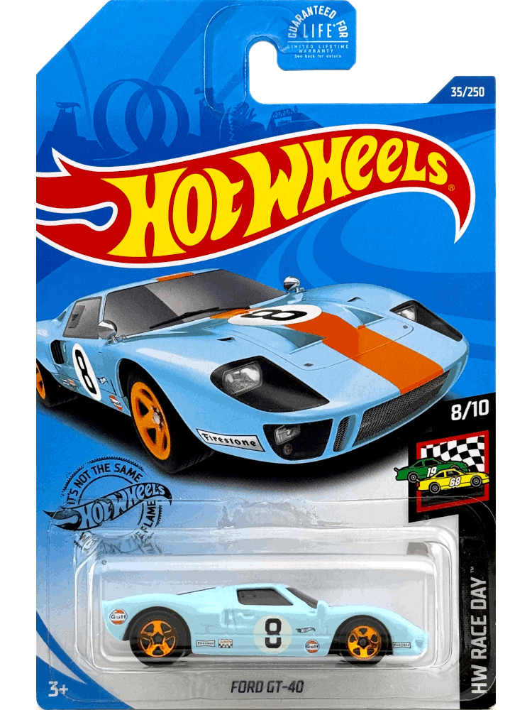 2020 Hot Wheels Mainline Car #35 Ford GT-40 Gulf Racing Blue GHC55