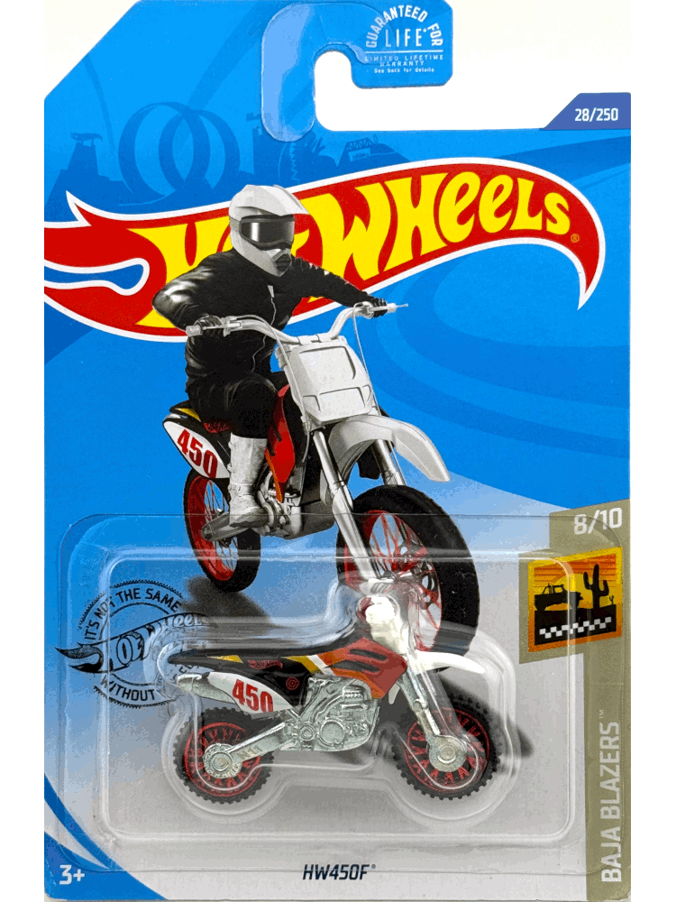 2020 Hot Wheels Mainline #028 - HW450F MotoCross Bike (White) GHF88