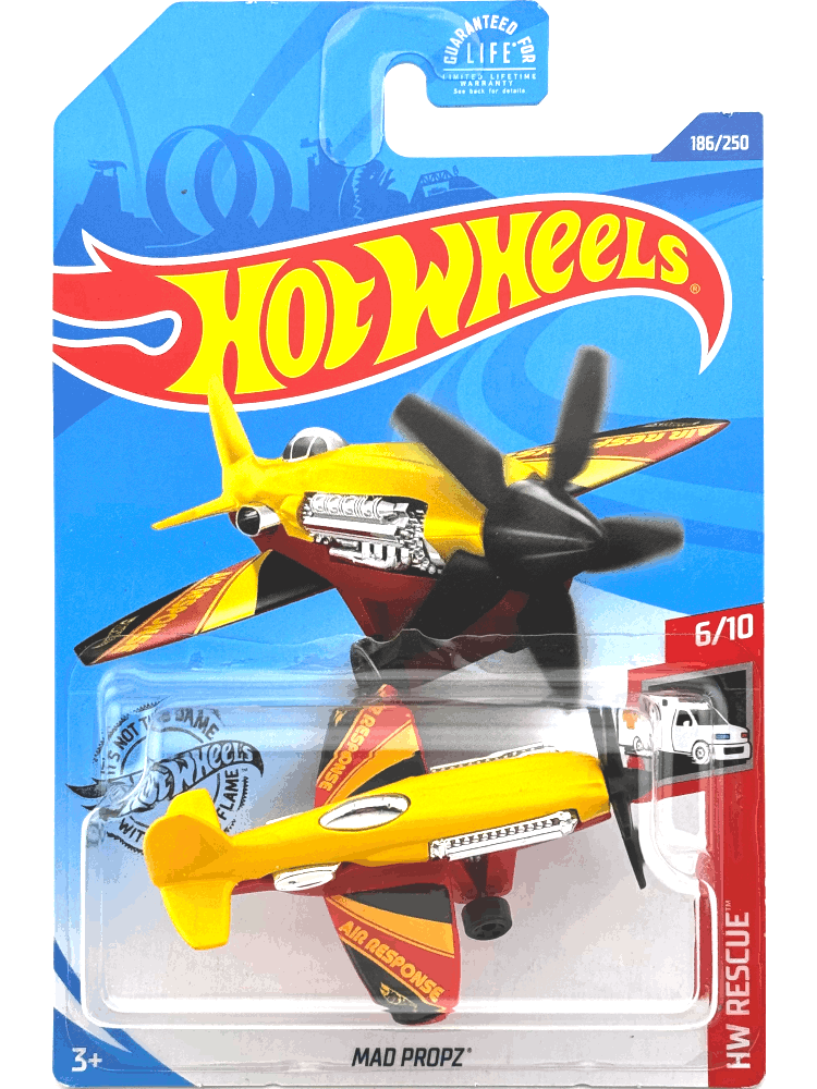2020 Hot Wheels Mainline #186 - Mad Propz Airplane (Yellow) GHC63