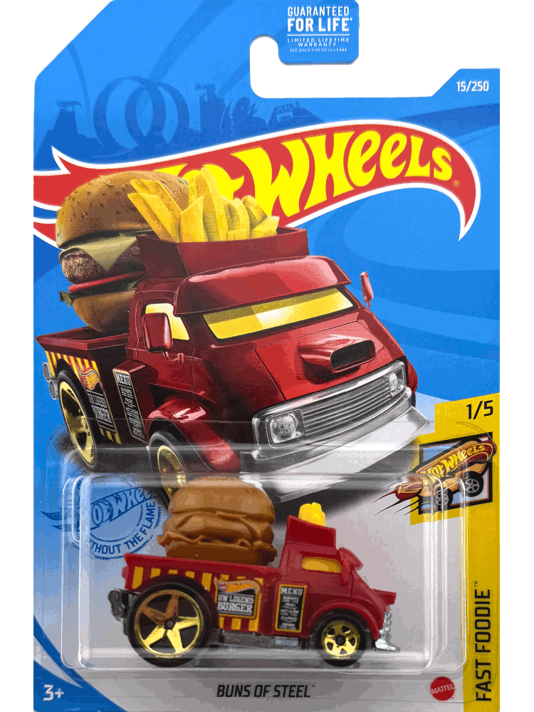 2021 Hot Wheels Mainline #015 - Buns of Steel Food Truck (Red) GRY07