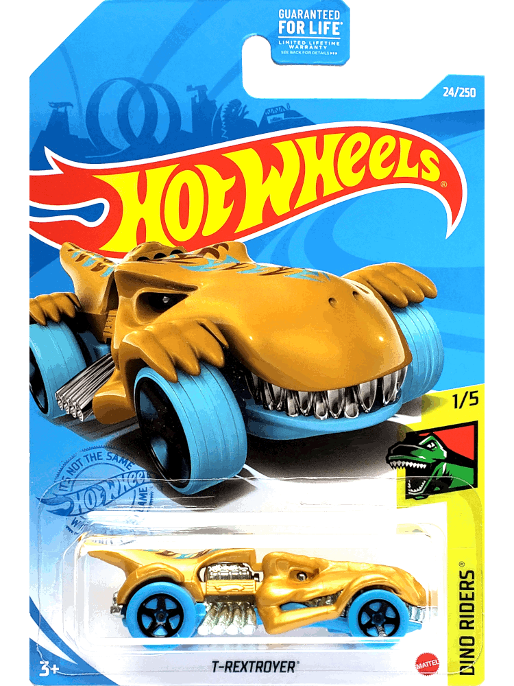 2021 Hot Wheels Mainline #024 - T-Rextroyer Dinosaur Car (Gold) GRY60
