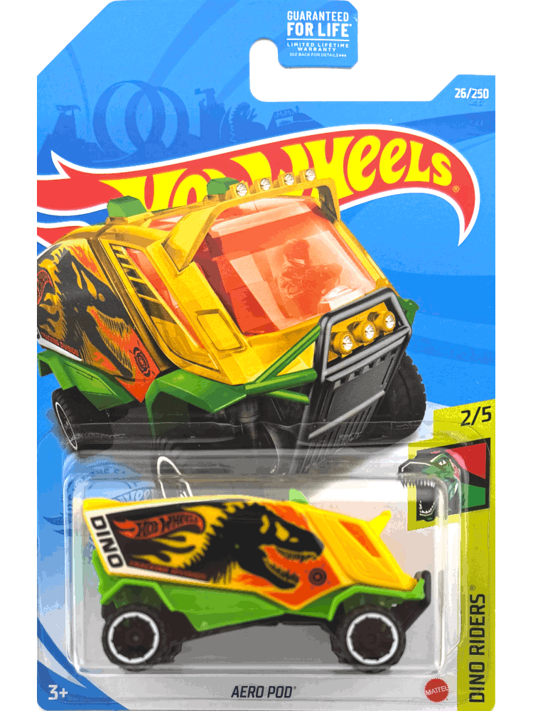 2021 Hot Wheels Mainline #026 - Aero Pod Dinosaur Van (Yellow) GTC71