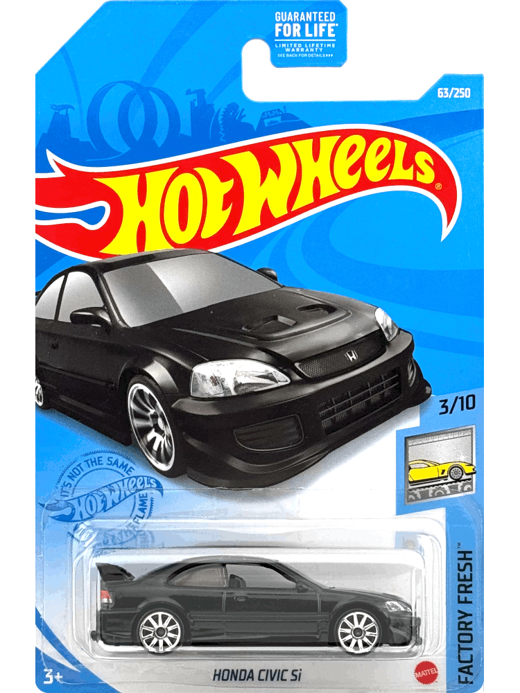 2021 Hot Wheels Mainline #063 - 1999 Honda Civic Si EM1 (Black) GTC63
