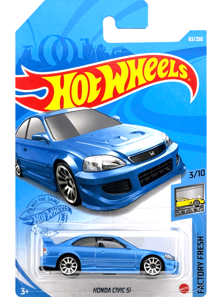 2021 Hot Wheels Mainline #063 - 1999 Honda Civic Si EM1 (Blue) GRY27