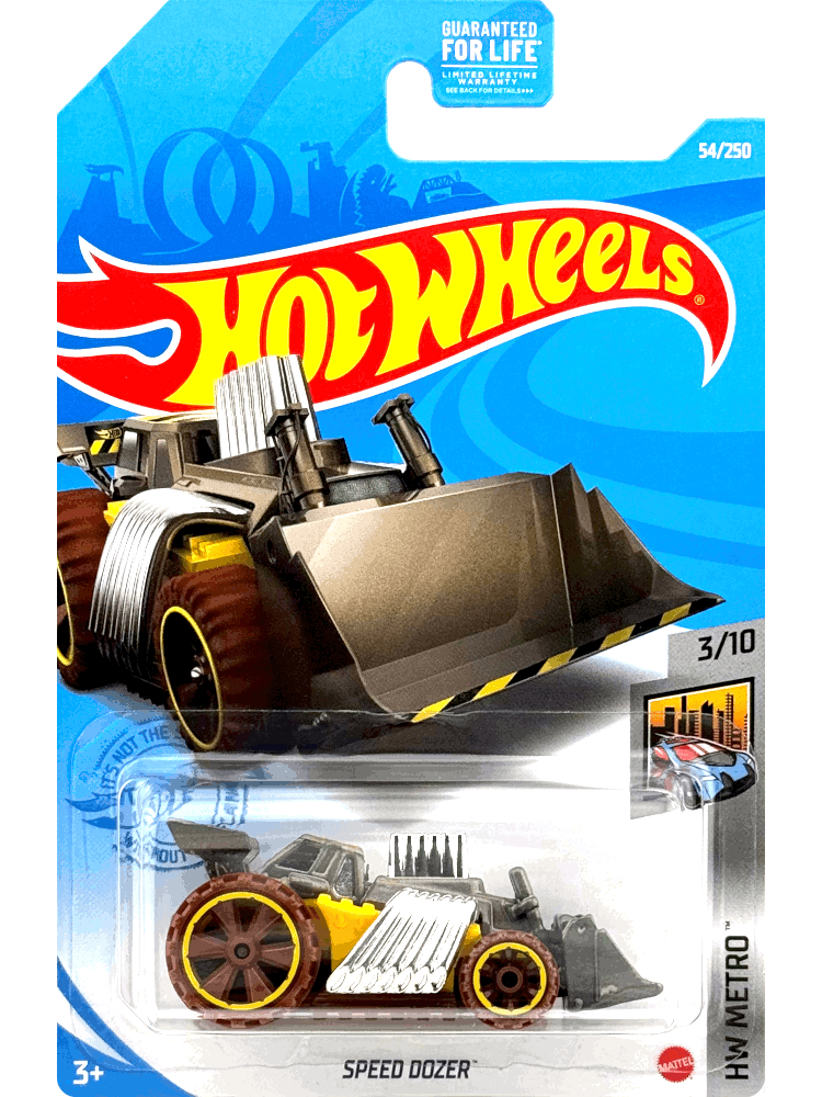 2021 Hot Wheels Mainline #054 - Speed Dozer Bulldozer (Grey) GRX81
