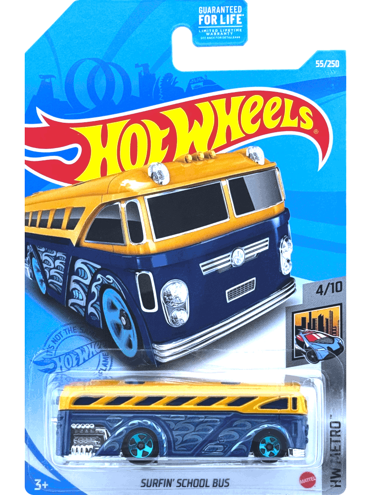 2021 Hot Wheels Mainline #055 - Surfin' School Bus (Yellow / Blue) GRX82