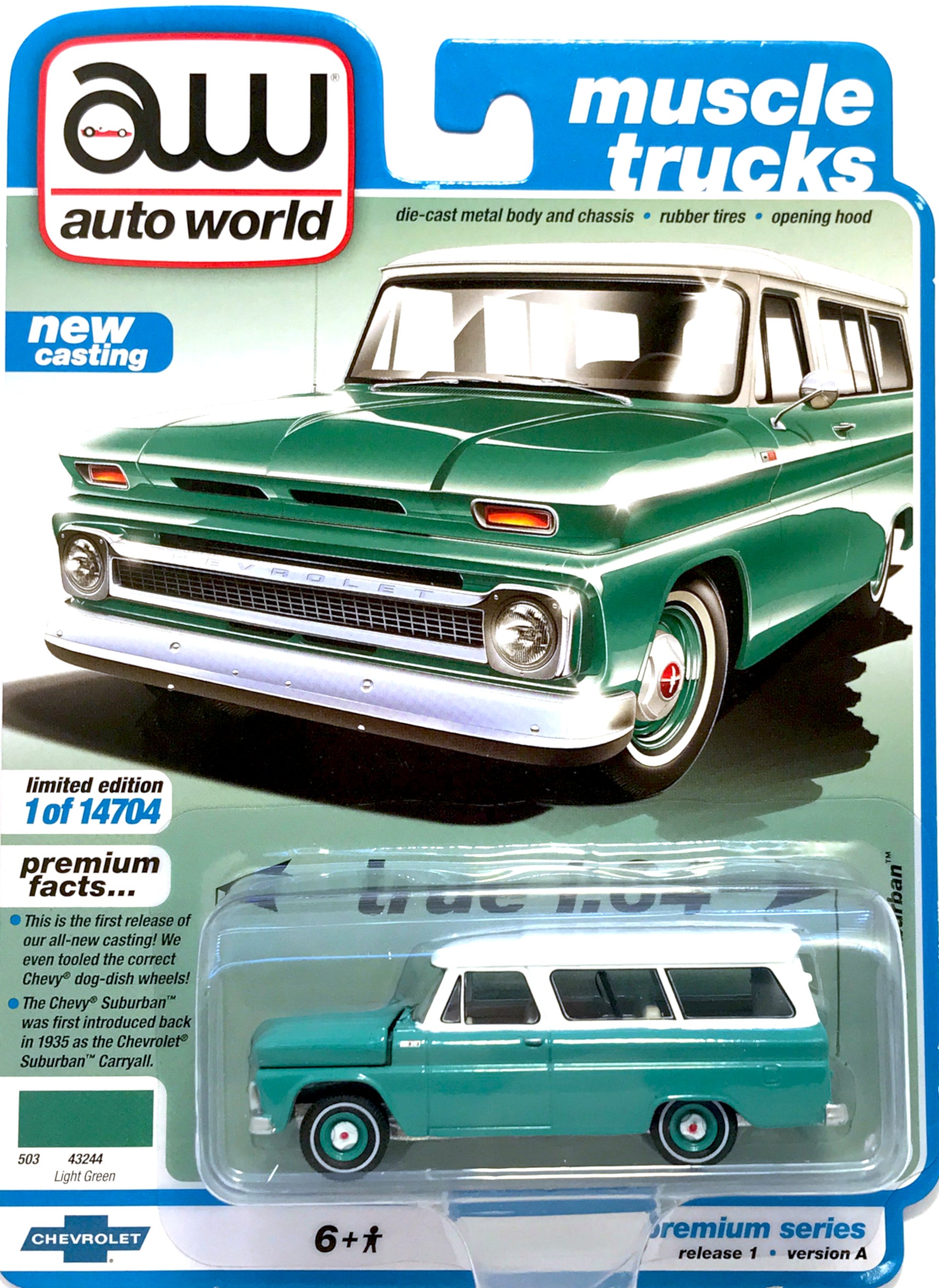 2021 Auto World - 1965 Chevy Suburban (Aqua Green) AW64302-1A1