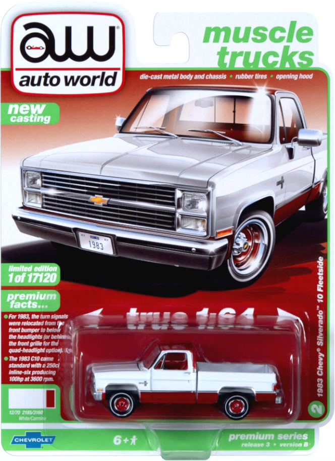 2021 Auto World - 1983 Chevy Silverado 10 Fleetside (White) AW64322-3B2