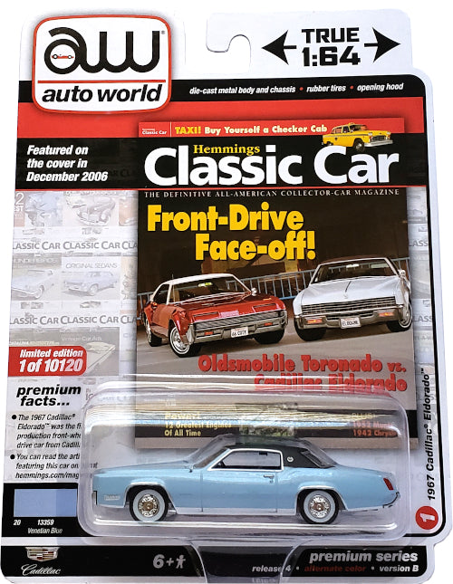 Auto World 1:64 Scale Diecast - 1967 Cadillac Eldorado (Blue) AW64272-41B