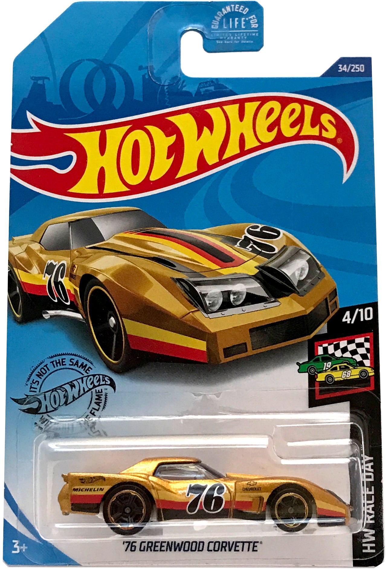 2020 Hot Wheels Mainline #034 - '76 Greenwood Corvette (Gold) GHC50