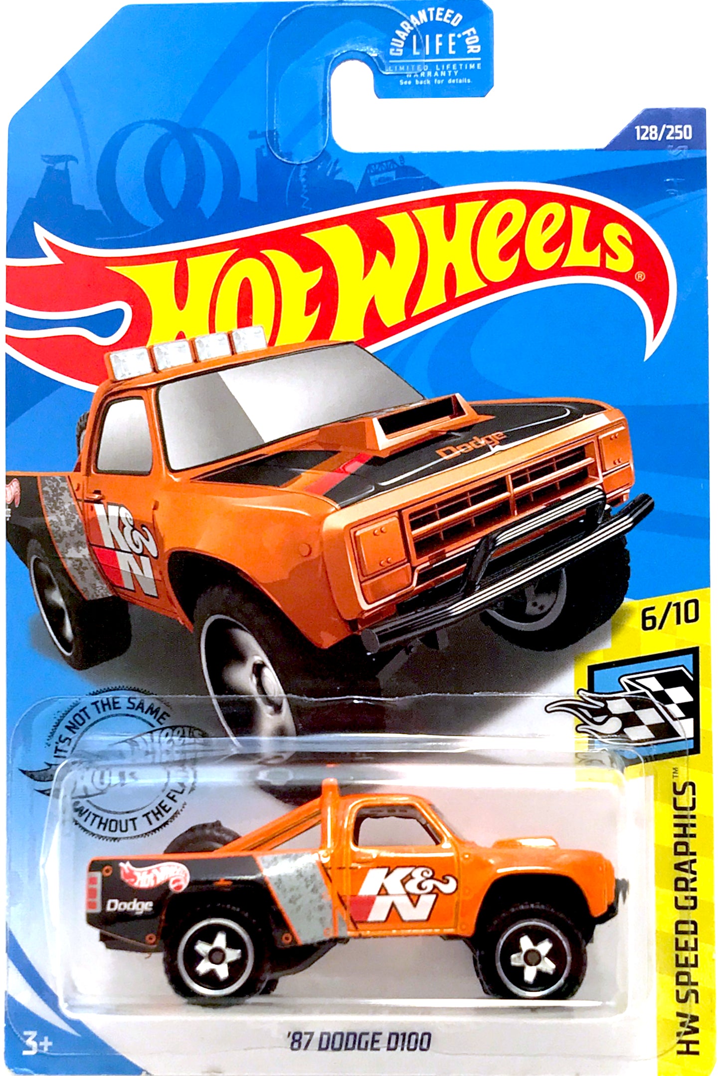 2020 Hot Wheels Mainline #128 - '87 Dodge D100 Pickup Truck (Orange) GHC88