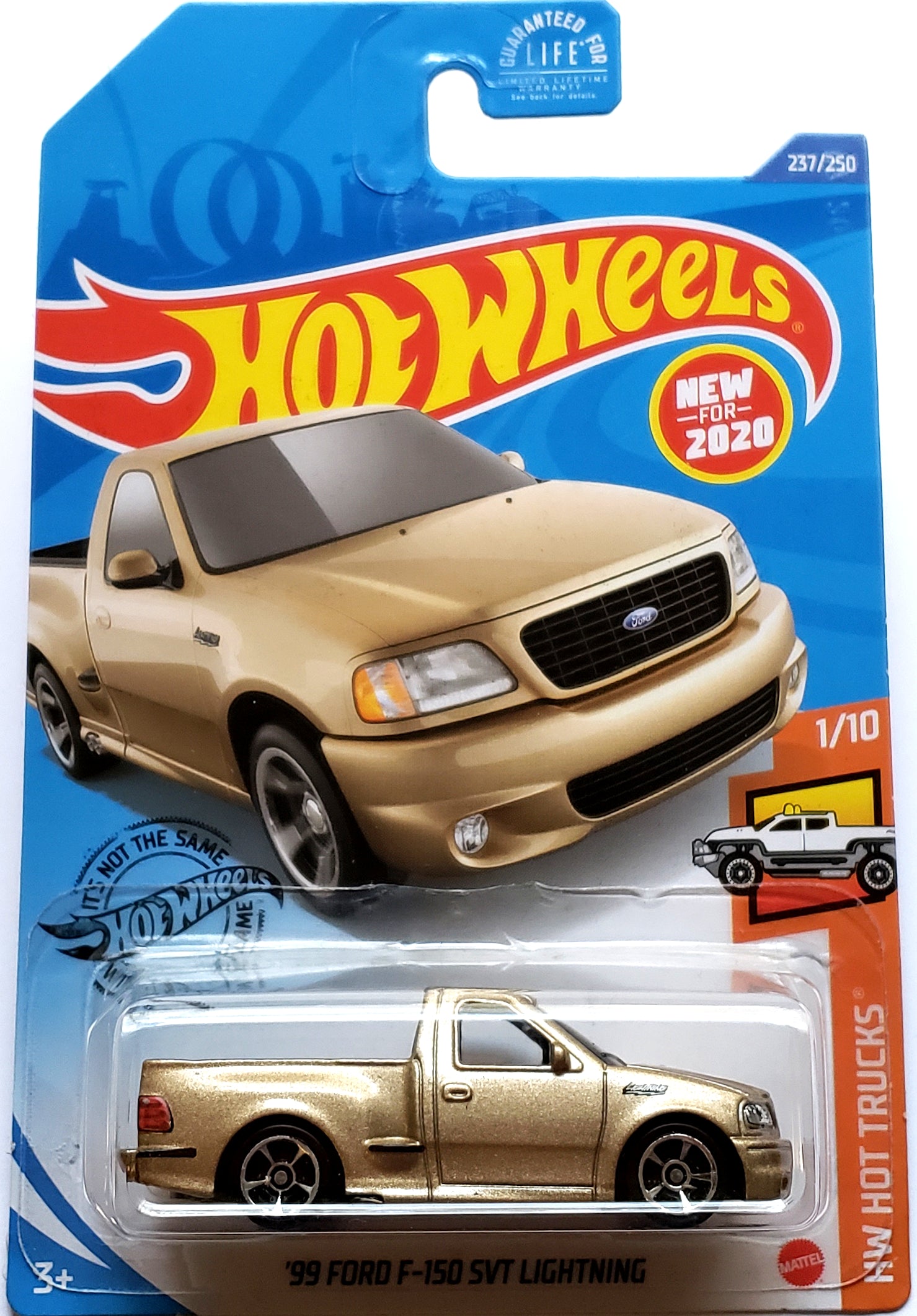 2020 Hot Wheels Mainline #237 - 1999 Ford F-150 SVT Lightning (Gold) GHB33