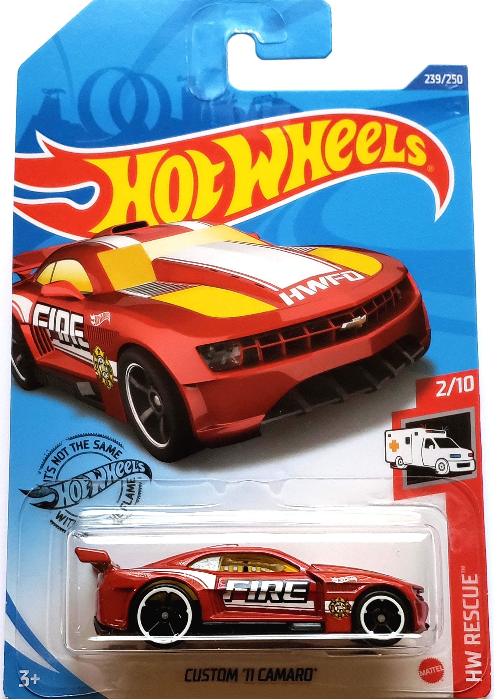 2020 Hot Wheels Mainline #239 - 2011 Custom Chevy Camaro (Firefighter Red) GHC53