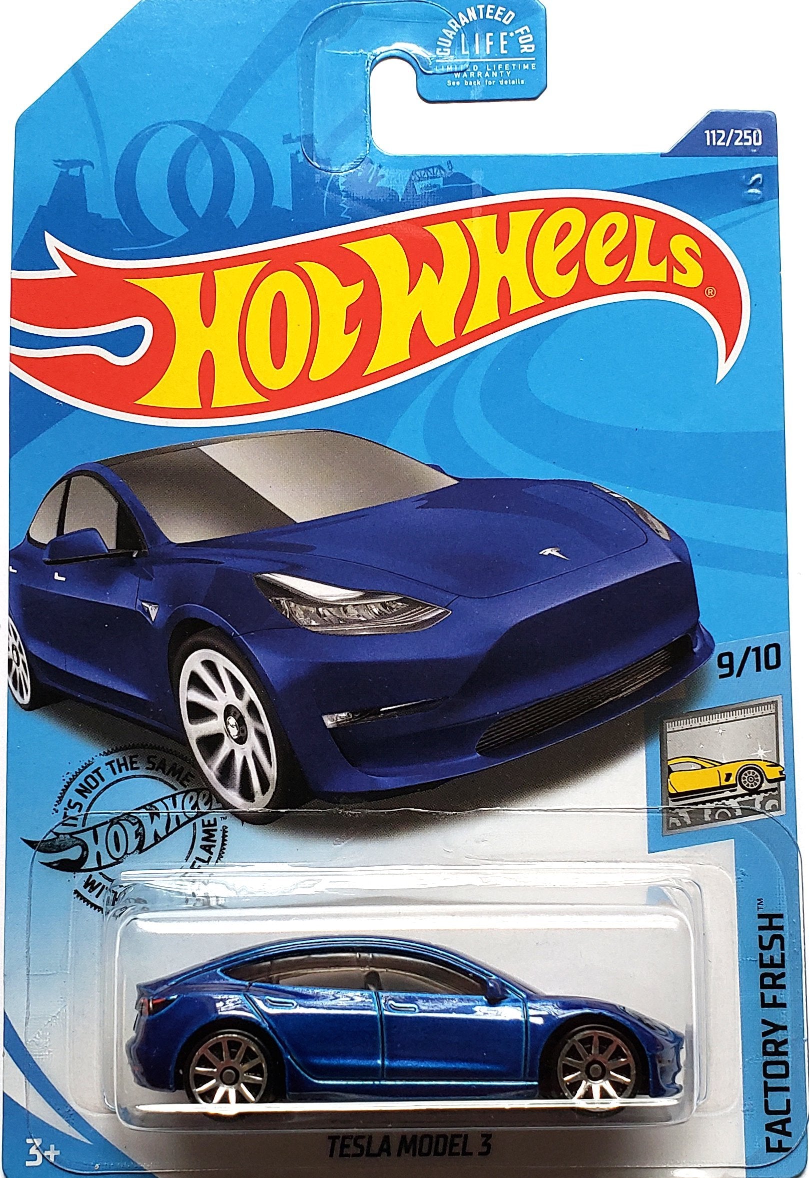 2020 Hot Wheels Mainline #112 - Tesla Model 3 (Blue) GHF32