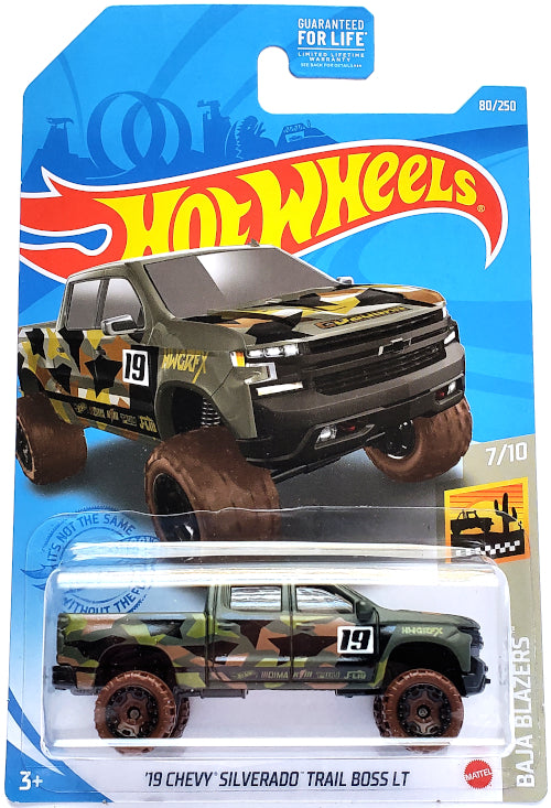 2021 Hot Wheels Mainline #080 - 2019 Chevy Silverado Trail Boss LT Truck (Camo) GRX69