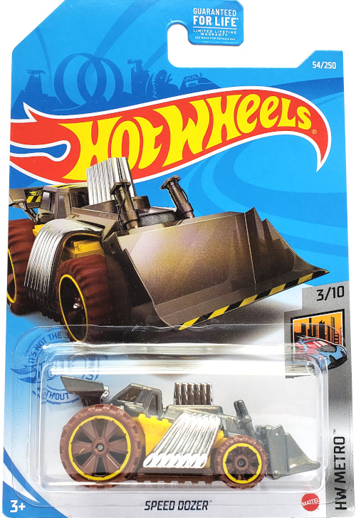 2021 Hot Wheels Mainline #054 - Speed Dozer Bulldozer (Grey) GRX81