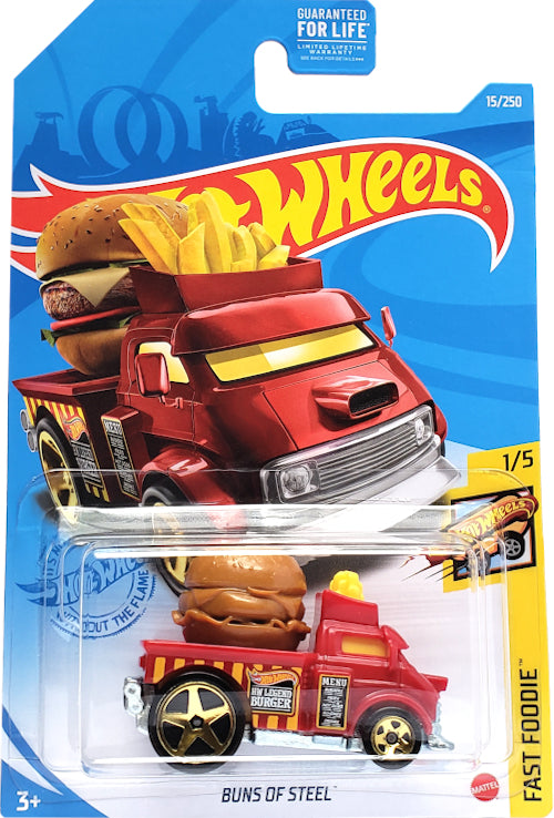 2021 Hot Wheels Mainline #015 - Buns of Steel Food Truck (Red) GRY07