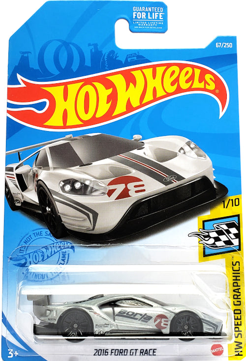 BigD Toys | 2021 Hot Wheels 2016 Ford GT Race Car Silver GRY40 Diecast