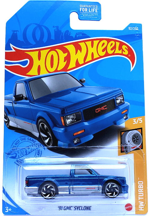 2021 Hot Wheels Mainline #092 - 1991 GMC Syclone Truck (Blue) GRY57
