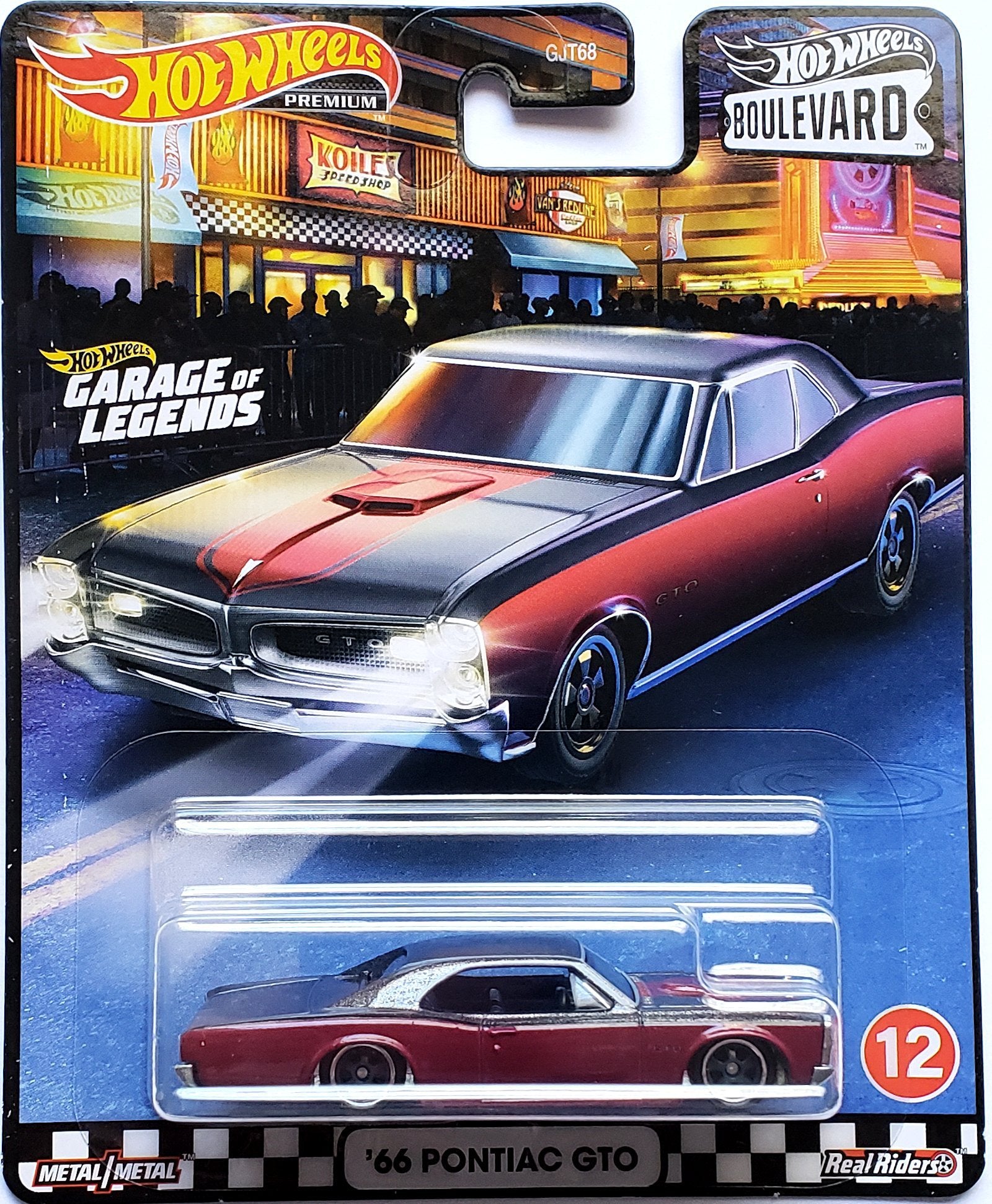Hot Wheels Boulevard Premium - #12 1966 Pontiac GTO (Deep Red / Grey) GJT81