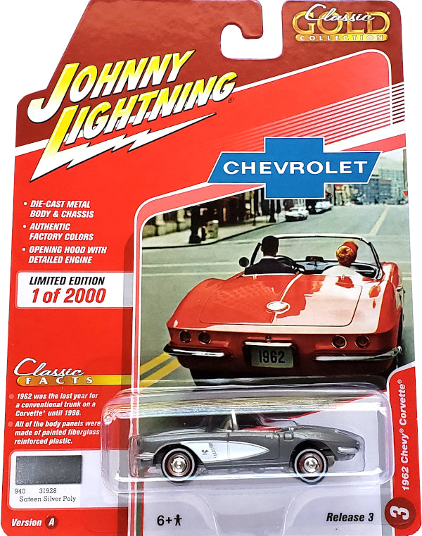 2020 Johnny Lightning Classic Gold - 1962 Chevy Corvette (Silver) JLCG023-33A
