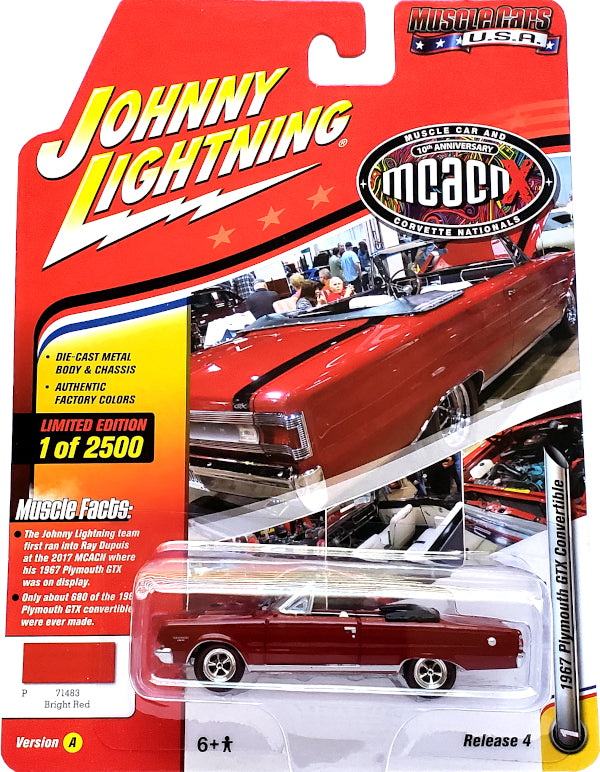 2018 Johnny Lightning Muscle Cars USA - 1967 Plymouth GTX Convertible (Red) JLMC016-41A