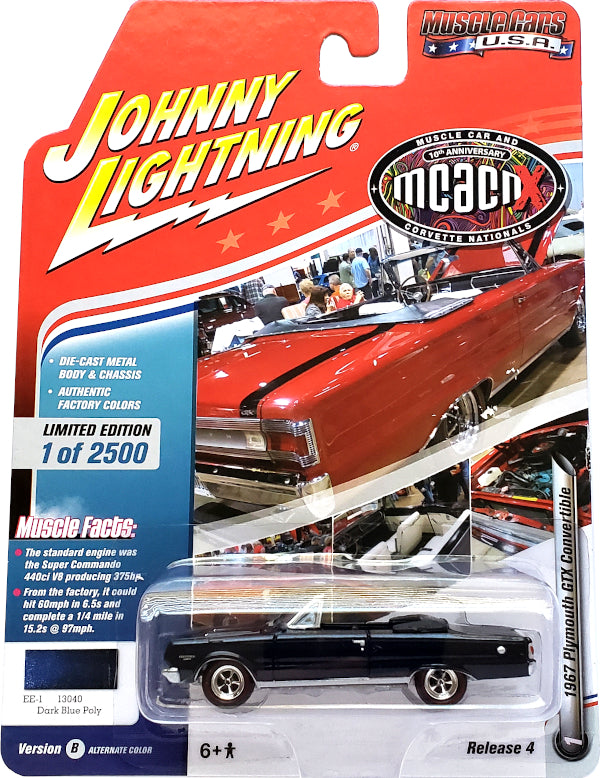 2018 Johnny Lightning Muscle Cars USA - 1967 Plymouth GTX Convertible (Blue) JLMC016-41B