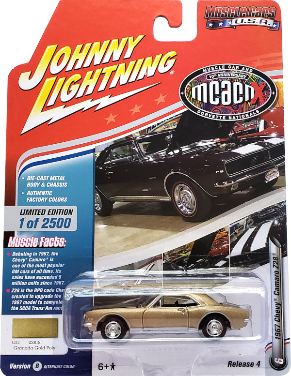 2018 Johnny Lightning Muscle Cars USA - 1967 Chevy Camaro Z28 (Gold) JLMC016-46B