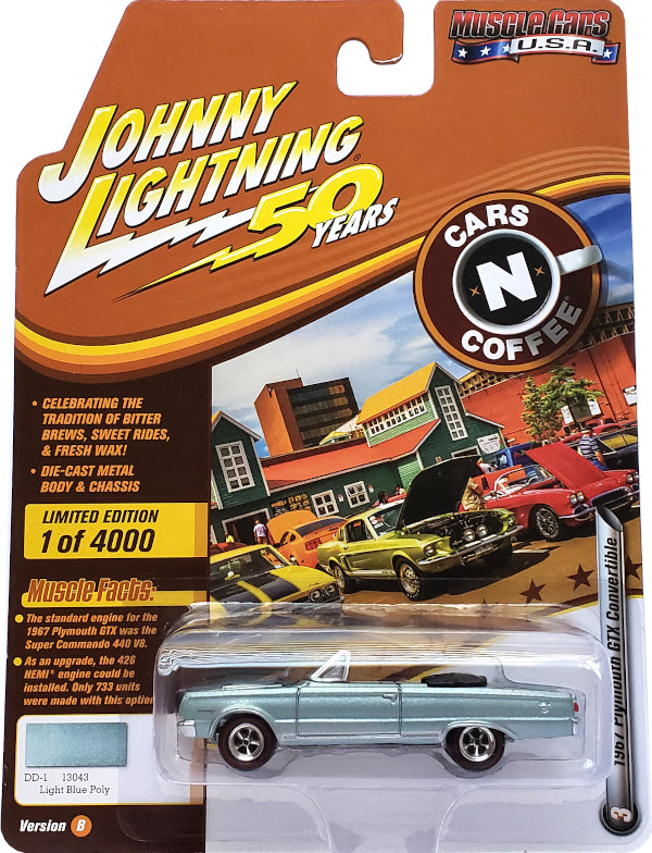 2019 Johnny Lightning Muscle Cars USA - 1967 Plymouth GTX Convertible (Blue) JLMC020-23B