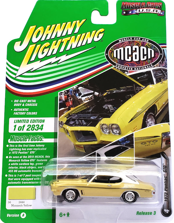 2020 Johnny Lightning Muscle Cars USA - 1972 Pontiac GTO (Yellow) JLMC024-34A