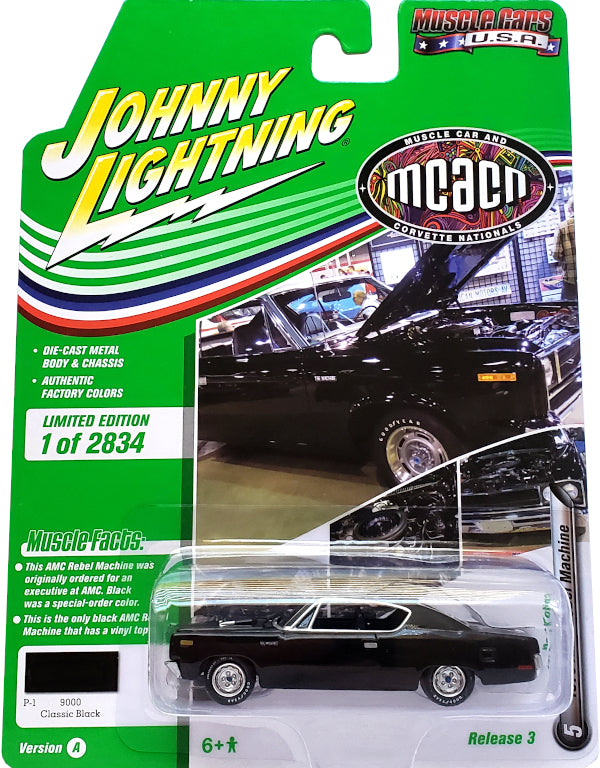 2020 Johnny Lightning Muscle Cars USA - 1970 AMC Rebel The Machine (Black) JLMC024-35A