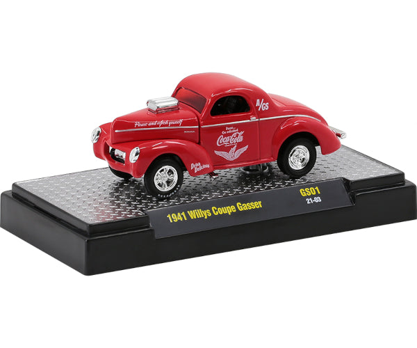 2021 M2 Machines Coca Cola GS01-21-03 - 1949 Willys Americar Coupe Gasser (Coca-Cola Red)