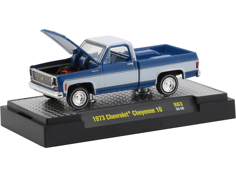 2020 M2 Machines Desktop R63-20-98 - 1973 Chevy Cheyenne 10 C-10 Squarebody Truck (Blue)