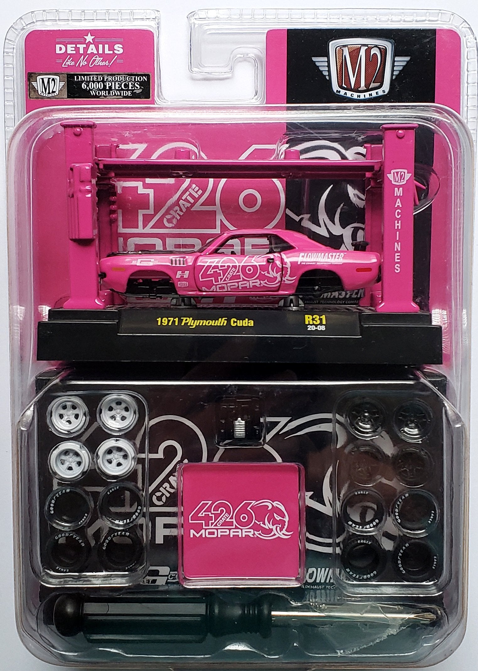 2020 M2 Machines Model Kit R31-20-08 - 1970 Plymouth Barracuda HEMI Cuda (Mopar Hellephant Panther Pink)