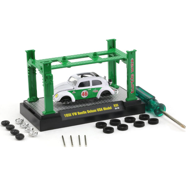 2020 M2 Machines Model Kit R35-20-26 - 1956 Volkswagen Beetle VW Bug (White Green Turtle Wax)