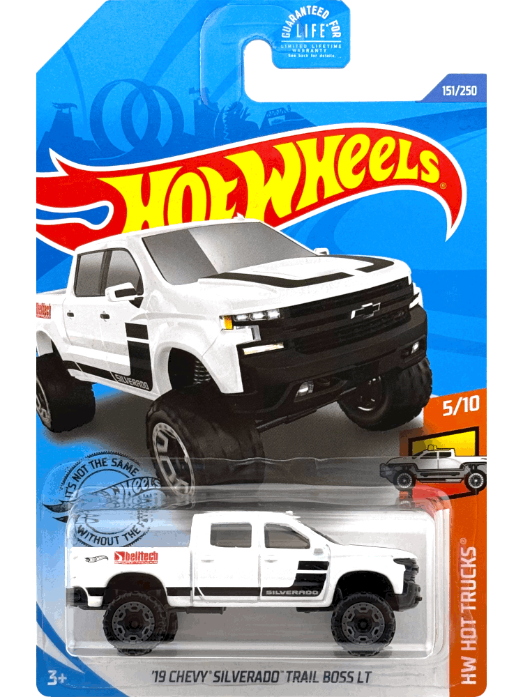 2020 Hot Wheels Mainline #151 - '19 Chevy Silverado Trailboss LT (White) GHC37