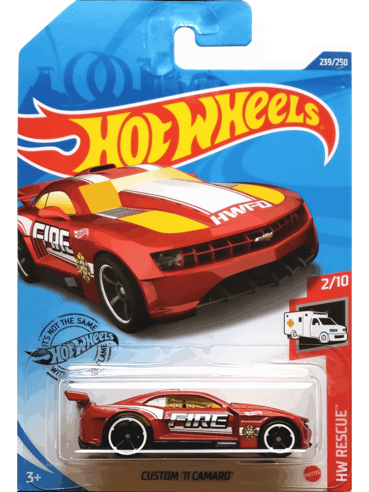 2020 Hot Wheels Mainline #239 - 2011 Custom Chevy Camaro (Firefighter Red) GHC53