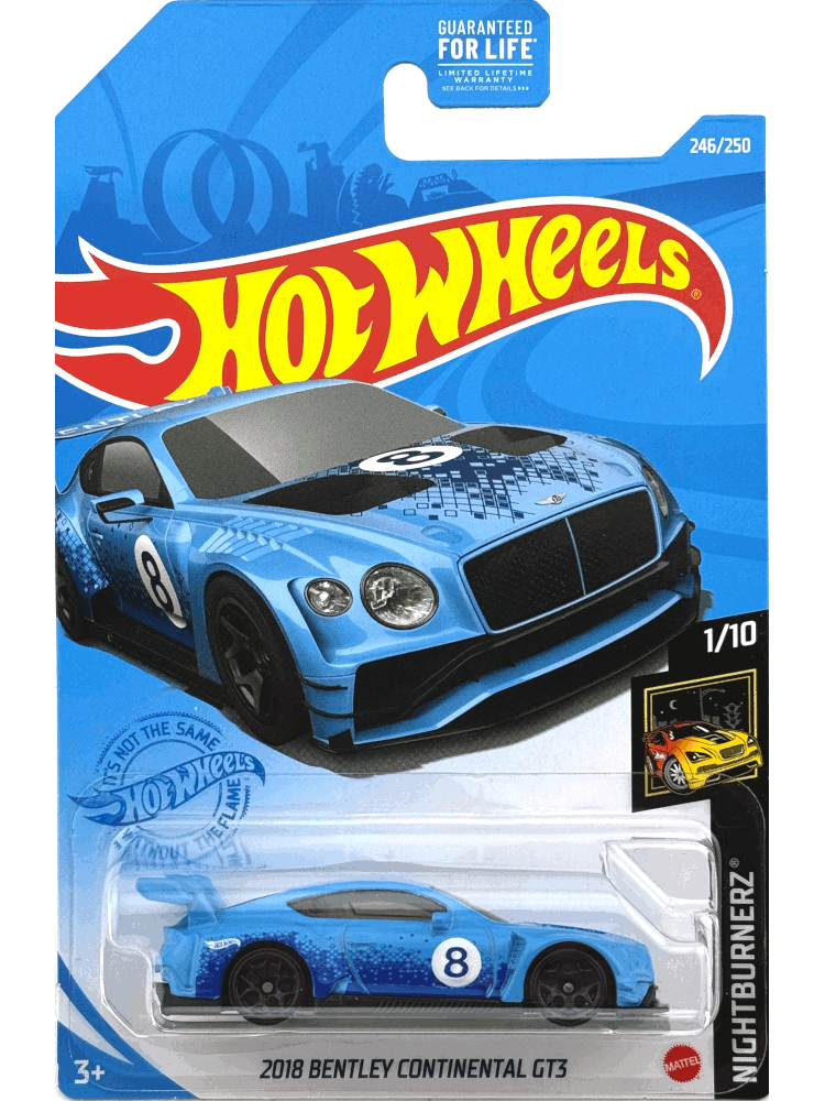 2020 Hot Wheels Mainline #246 - Bentley Continental GT3 (GS Exclusive Blue) GTD37