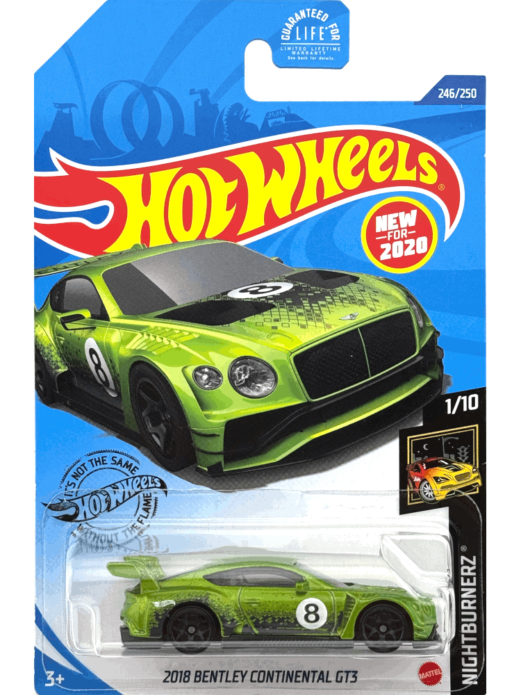 2020 Hot Wheels Mainline #246 - 2018 Bentley Continental GT3 (Green) GHB29