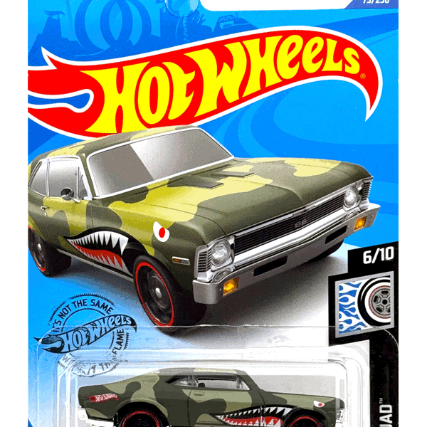 2020 Hot Wheels Mainline #73 '68 Chevy Nova Green Shark Mouth GHD28